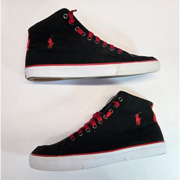 Polo Ralph Lauren Ballards High Men Canvas Chukka Boots Sz 9 D | Black - Picture 2 of 8